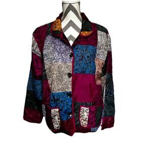 Vintage 1970s Silk Med Tantrums Collection Patchwork Jacket Quilted Gypsy Boho
